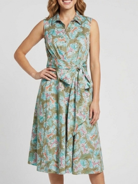 NIC+ZOE Dresses & Skirts - Nic+Zoe Pouncing Panthers Shirtdress Sleeveless Cotton Blend Size XL Safari